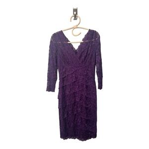 Cache Purple Sequin Lace V-Neckline Fitted Special Occasion Dress Womens Size 2
